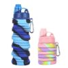 Soft silicone foldable water bottle vibrant color pattern