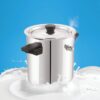 Polished stainless steel milk pot designed for modern kitchens