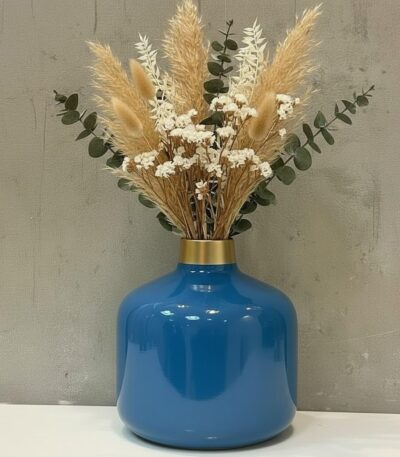 Elegant round metal flower vase for home décor