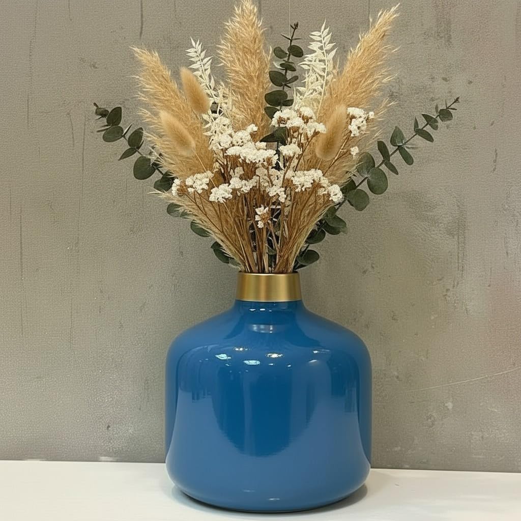 Modern Round Metal Vase for Fresh & Artificial Flowers Elegant round metal flower vase for home décor