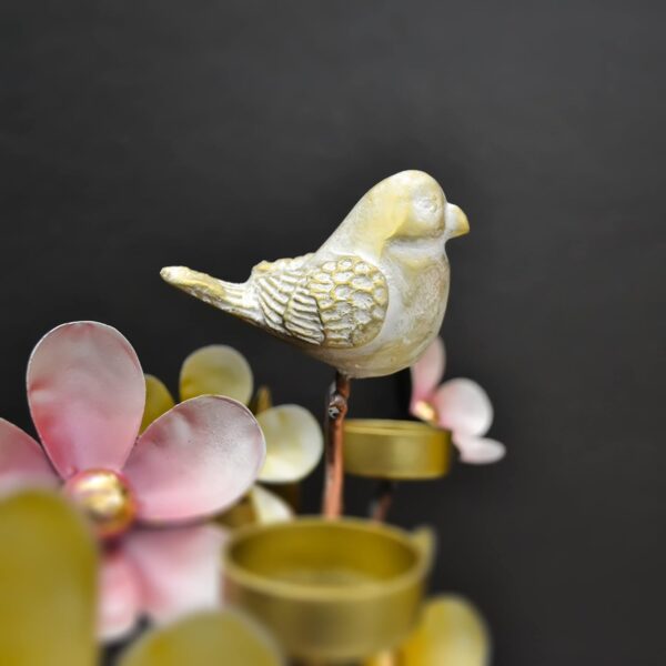 Luxury Metal Floral Sculpture with Bird Figurine
