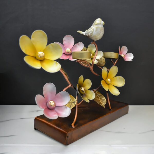 Artistic Metal Bird Sitting on Flower Table Decor