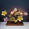 Modern Metal Floral Showpiece with Bird for Home Décor