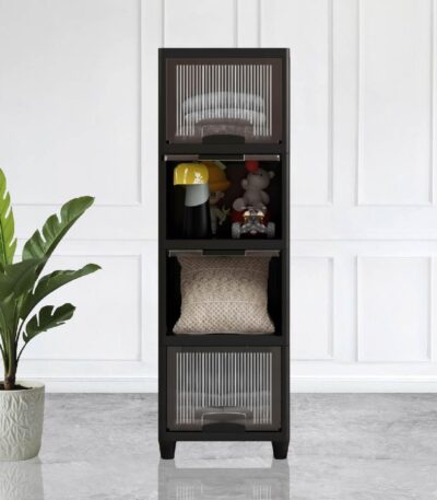 Black modular storage box for face devices and beauty accessories