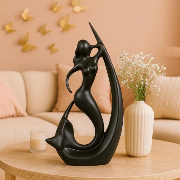 Elegant mermaid-shaped ceramic figurine for home décor, handcrafted ocean-themed sculpture