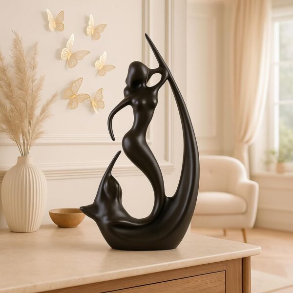 Handcrafted ceramic mermaid statue with glossy finish for living room and bedroom decoration