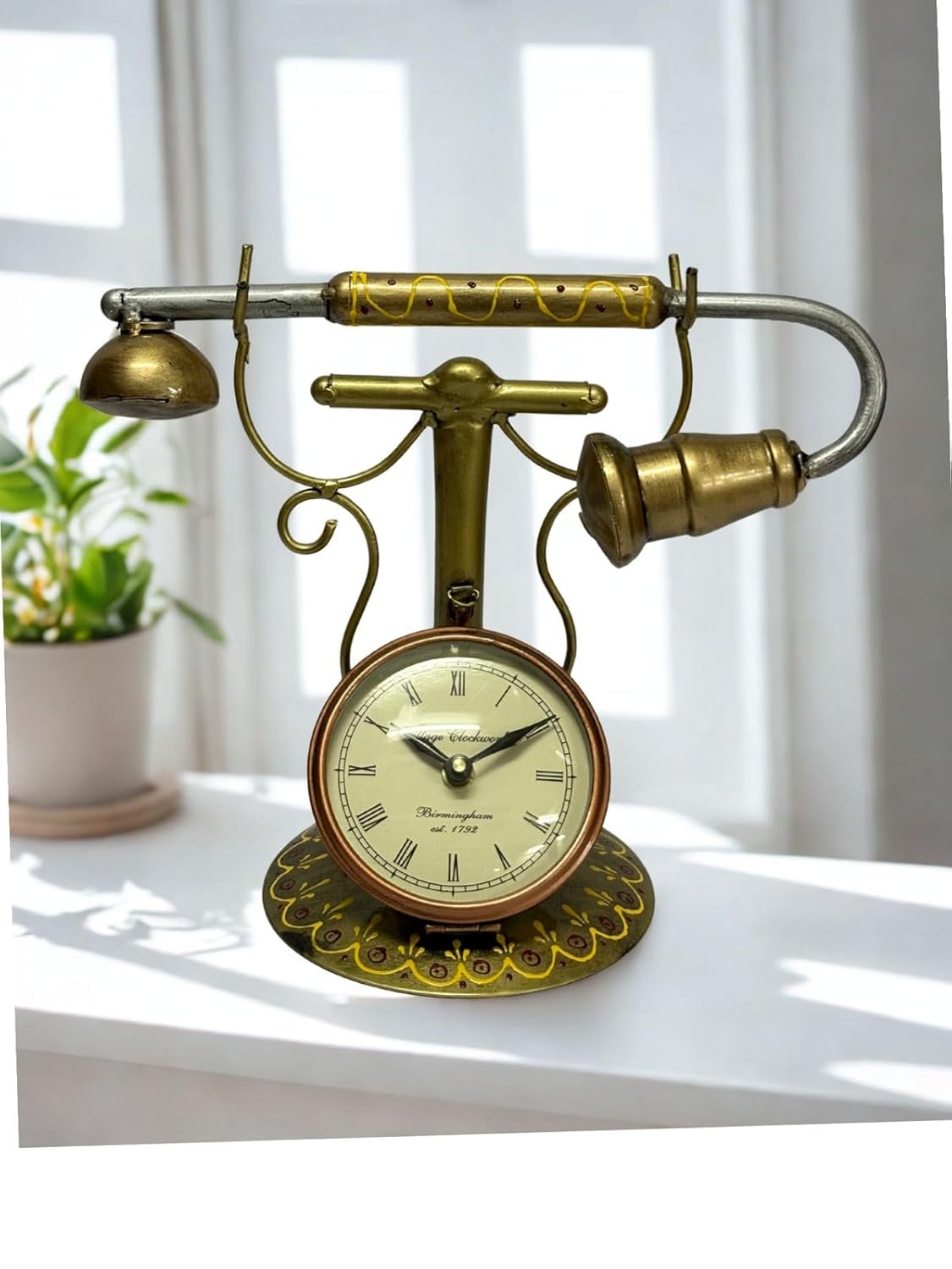 Handcrafted Vintage Metal Table Clock – Antique Decorative Showpiece for Home Décor Handcrafted vintage metal table clock with antique finish for home décor