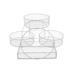 White iron multi-tier fruit basket for kitchen countertop storage