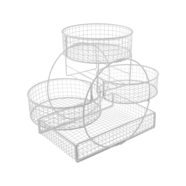 White metal fruit basket with open wire design for air circulation