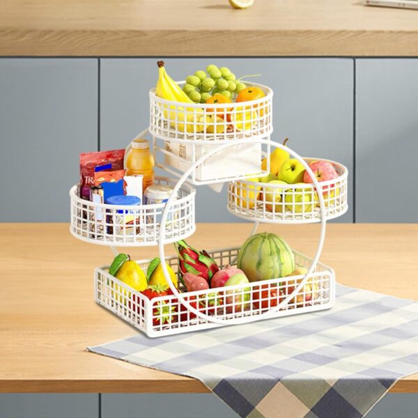 Modern iron fruit and vegetable holder with white finish