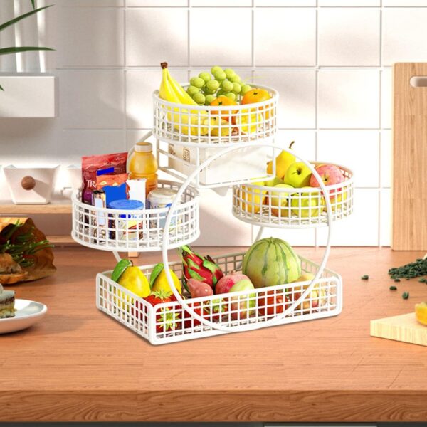 Stylish white iron fruit basket for kitchen and dining table décor