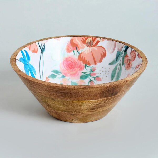 Indian handcrafted printed wooden serving bowl