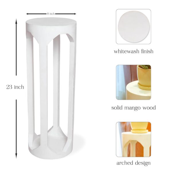 Modern artistic white wooden pedestal drink table