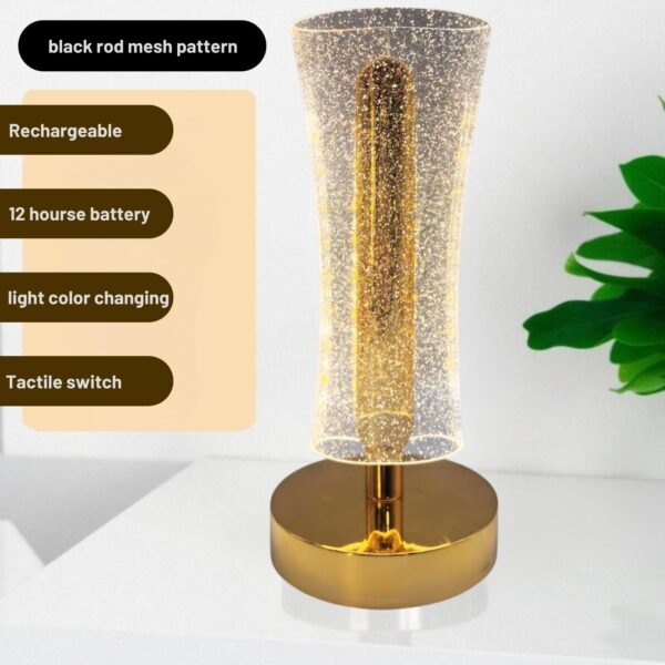 LED acrylic bedside lamp with golden base for modern home accents