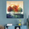 Multicolour trees artwork on canvas for stylish wall decoration