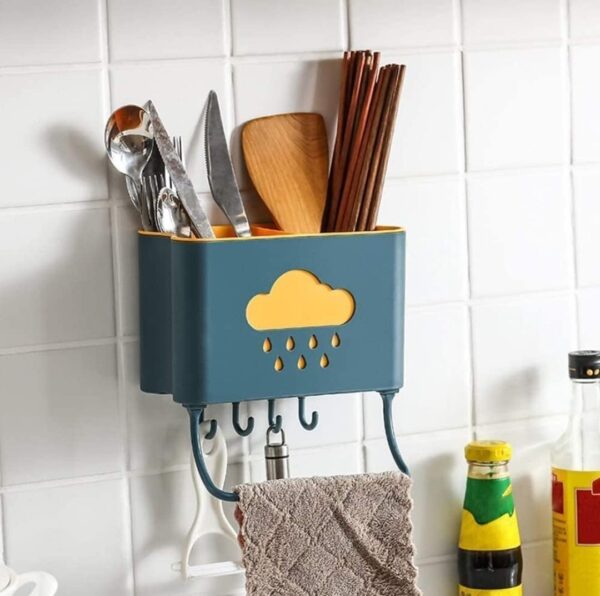 Versatile plastic cutlery container for office and home kitchens