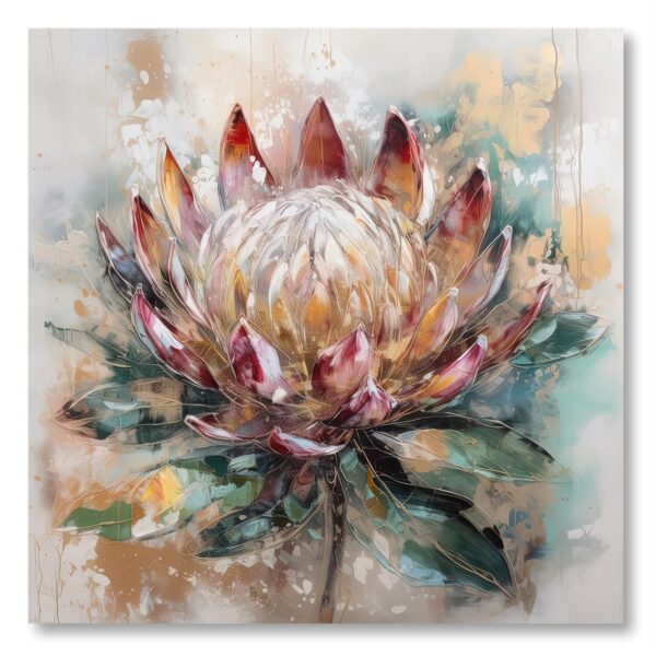 Large abstract floral canvas painting with contemporary flower artwork for home walls