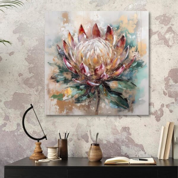 Luxury modern large canvas painting of flowers in abstract style