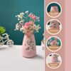Elegant pink ribbed ceramic decorative flower vase