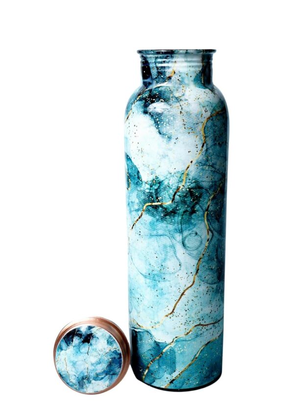 Printed Copper Water Bottle with Traditional Design for Daily Hydration