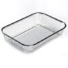 Stainless steel rectangular sink colander strainer for kitchen washing.