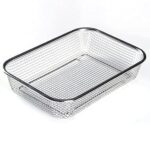 Stainless steel rectangular sink colander strainer for kitchen washing.