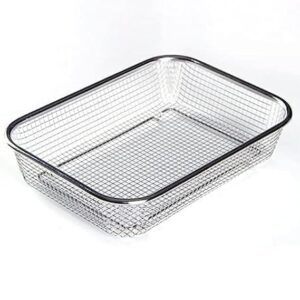Stainless steel rectangular sink colander strainer for kitchen washing.