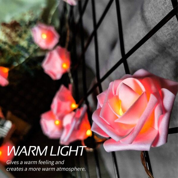 Aesthetic pink rose LED light string for home ambiance