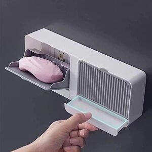 Creative wall mounted soap box with double grids and lid