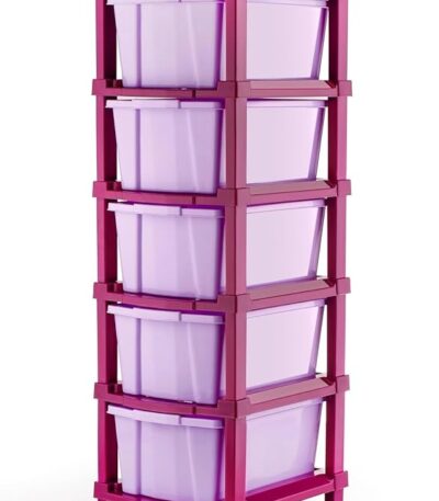 Plastic drawer organizer with multiple storage shelves for home and office