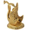 Handcrafted oxidized metal swan napkin holder in golden finish