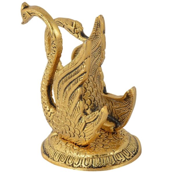 Handcrafted oxidized metal swan napkin holder in golden finish