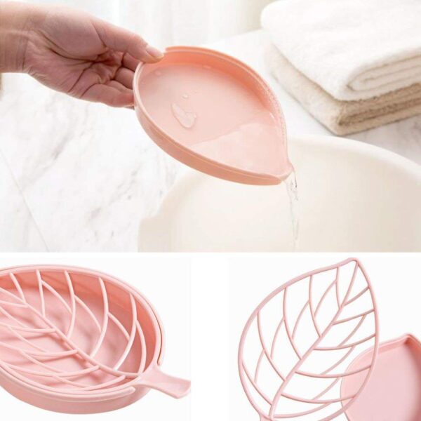 Plastic leaf soap holder with drainage for washbasin