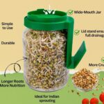 Sprout glass jar with green strainer lid for seed sprouting