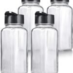 Clear square glass spice jar for kitchen storage