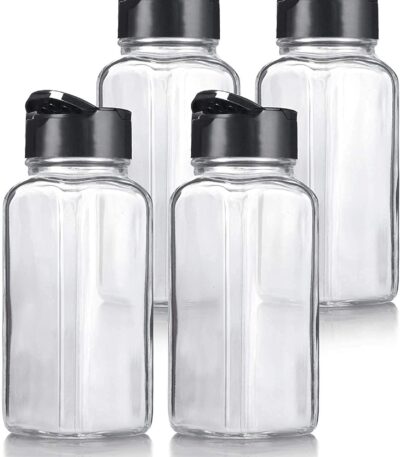 Clear square glass spice jar for kitchen storage