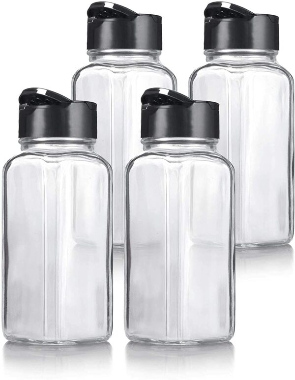 Clear square glass spice jar for kitchen storage