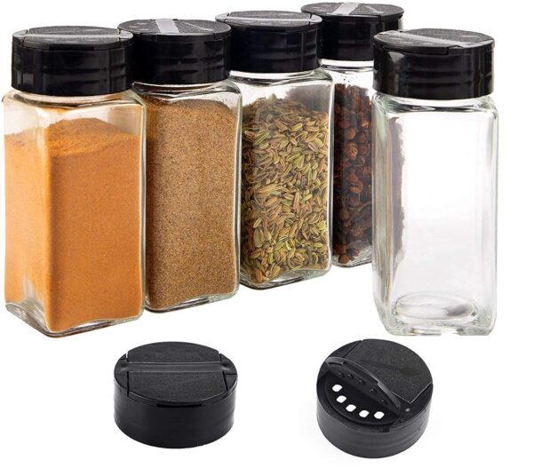 High-quality clear glass square jar for masala storage