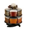 Round 360 Degree Rotating Plastic Spice Rack With Transparent Jars