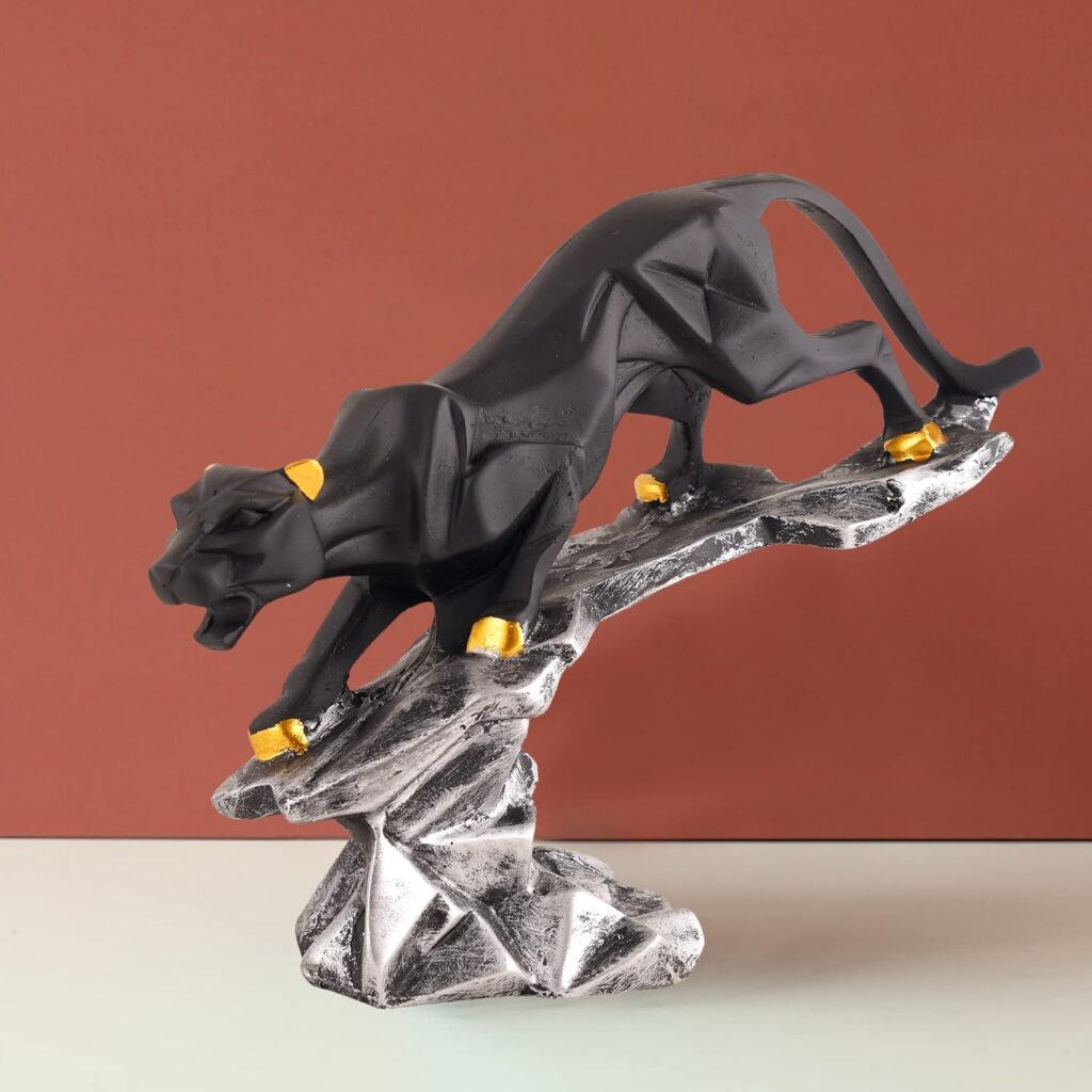Elegant Black Cheetah Showpiece for Modern Home Décor