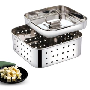 Durable stainless steel paneer maker box designed for making soft, fresh paneer at home.