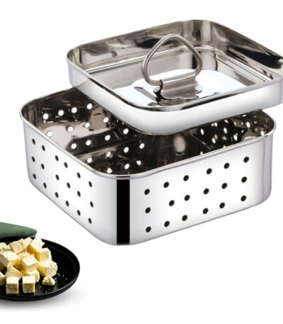 Durable stainless steel paneer maker box designed for making soft, fresh paneer at home.
