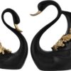 Decorative white swan pair statue with glossy finish for living room