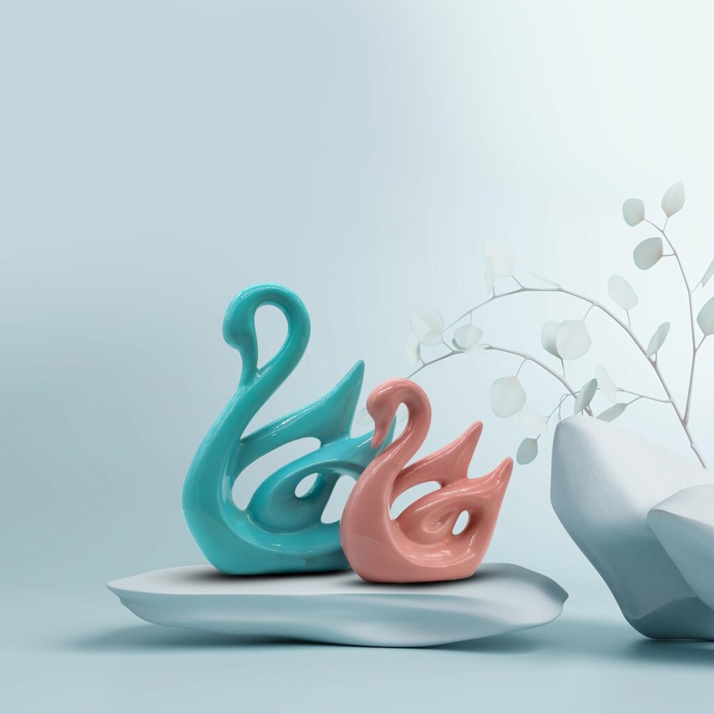 Beautiful golden lucky swan pair showpiece symbolizing love and harmony for living room decoration