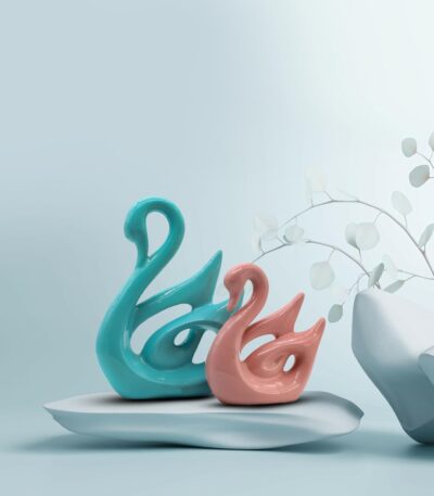 Beautiful golden lucky swan pair showpiece symbolizing love and harmony for living room decoration