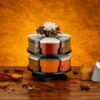 Clear Jar Spice Rack With Smooth Rotating Stand