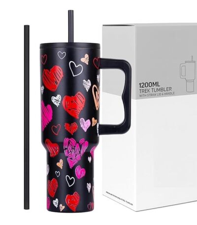 Stainless steel vacuum tumbler with reusable straw and leakproof lid