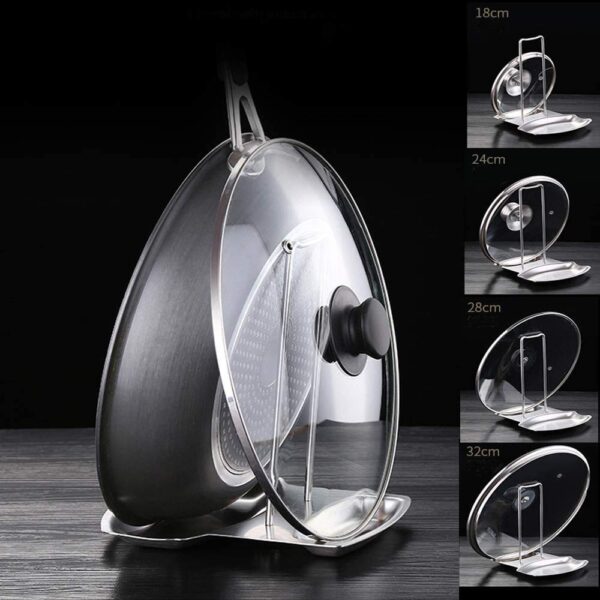 Multi-purpose kitchen rack for holding pot covers and spoons