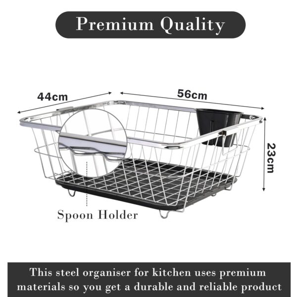 Rust-proof steel dish drainer with utensil holder