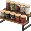 Rustic Wood Spice Rack Shelf for Storing Spices, Jars, and Condiments